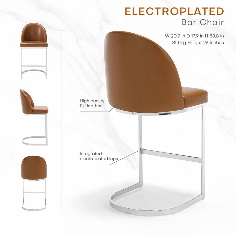 26" Upholstered Counter Stool/ Bar Stools with Metal Legs - 38.8"H x 17.9"W x 20.9"D