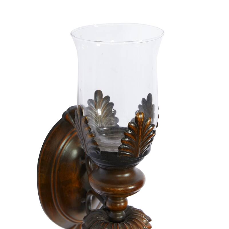 Brown Glass Single Candle Wall Sconce - 5 x 7 x 18