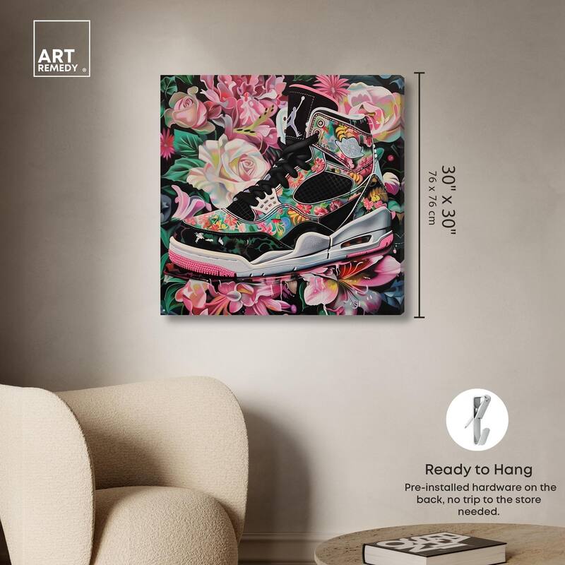 Hidden in Floral Bloom Sneaker Canvas by Art Remedy, Gallery Wrapped