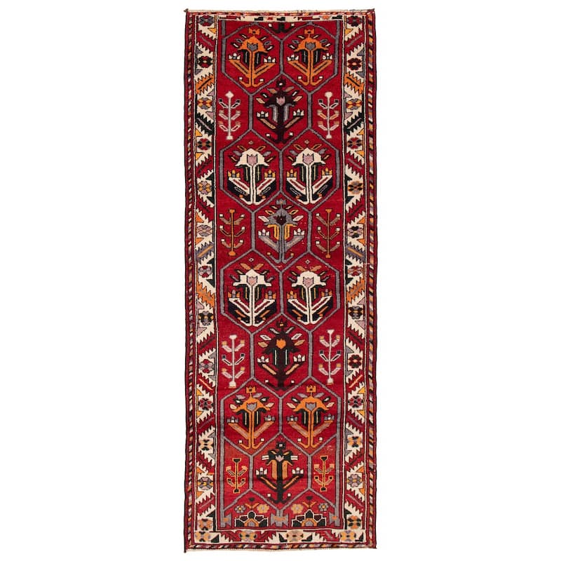 ECARPETGALLERY Hand-knotted Melis Vintage Red Wool Rug - 4'8 x 13'6 - Red - 4'8 x 13'6