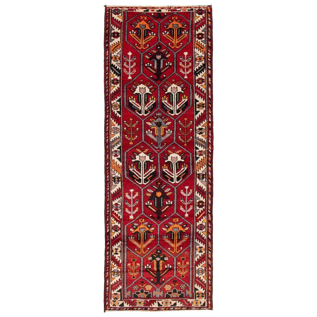 ECARPETGALLERY Hand-knotted Melis Vintage Red Wool Rug - 4'8 x 13'6