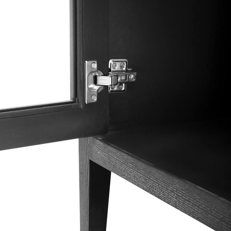 Wood Storage Cabinet with Three tempered glass doors and Adjustable Shelf
