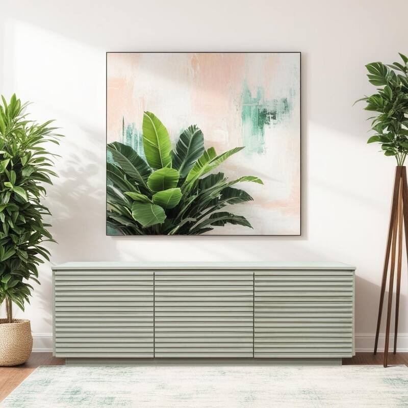 Bridgevine Home Stardust 74 inch Three Door TV Stand for TVs up to 85 inches, No Assembly Required