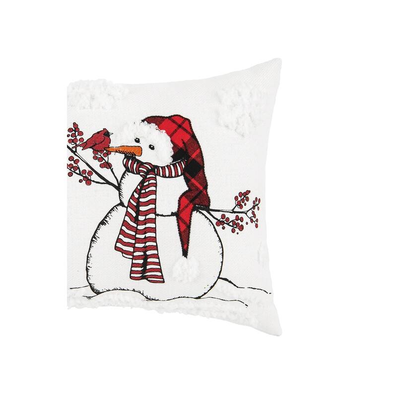 Snowman Embroidered Throw Pillow