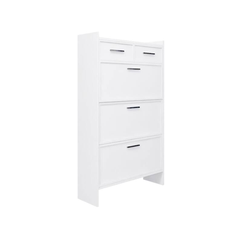 3-Door Shoe Cabinet With Drawers and Open Space