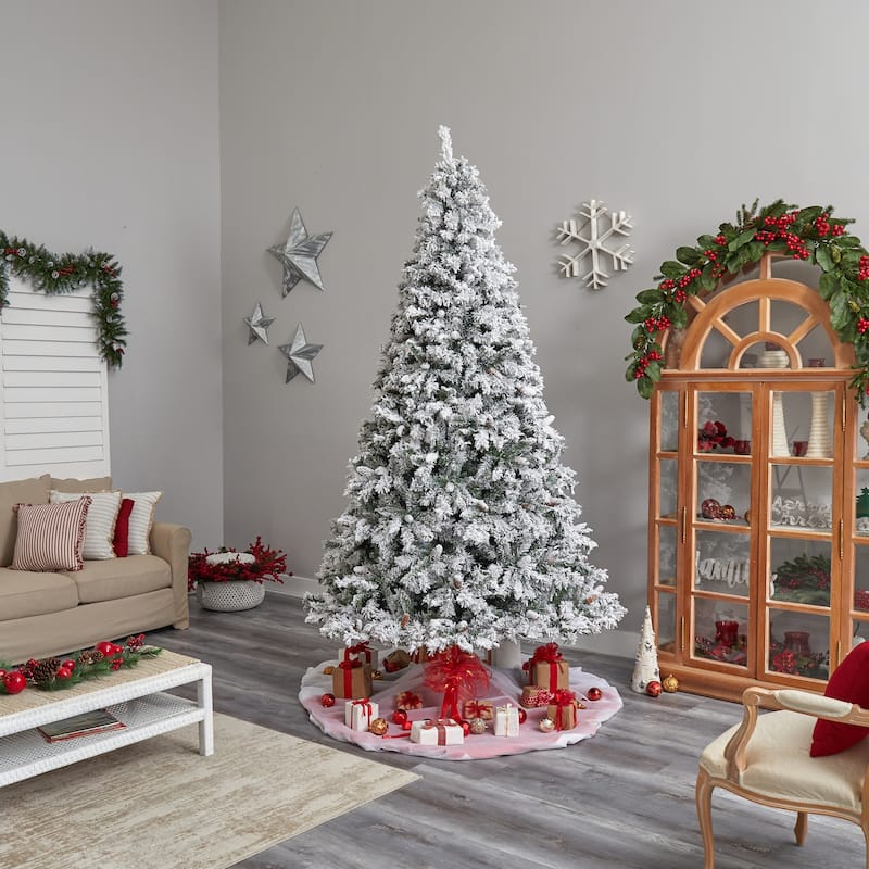 9Ft Artificial Christmas Tree with Lights - White River Mountain Pine Holiday Decor - 108
