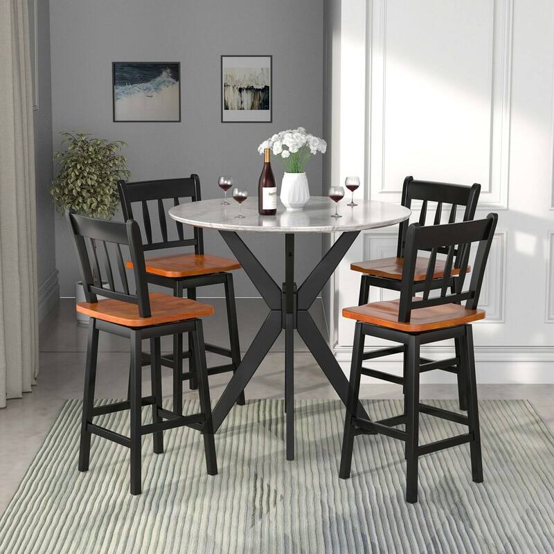 Gymax 4PCS Bar Stool 24.5'' Swivel Counter Height Chair w/ Footrest
