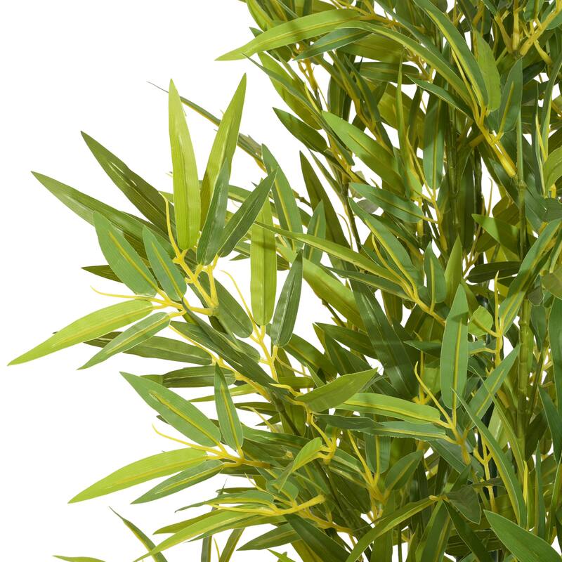 Roomfitters 72'' Artificial Bamboo Tree Set of 2, Tall Faux Indoor Plants with Black Plastic Pots for Home Decor, Green