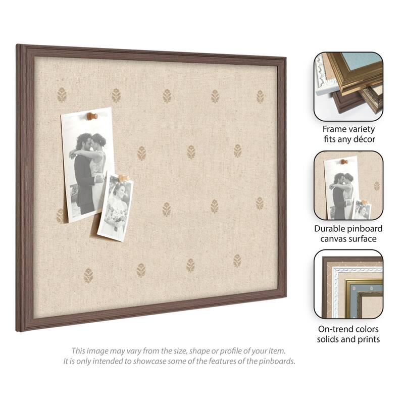 Kate and Laurel Pinboard Beige Botanical Block Print