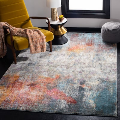 SAFAVIEH Luxor Merilyn Modern Abstract Ivory / Blue Rug