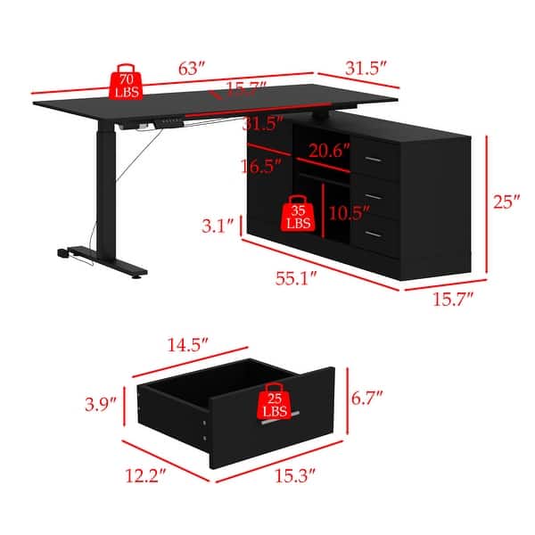 dimension image slide 0 of 5, Height-Adjustable Workspace: Versatile Desk for Home Office and More Height Adjustable Electric Desk
