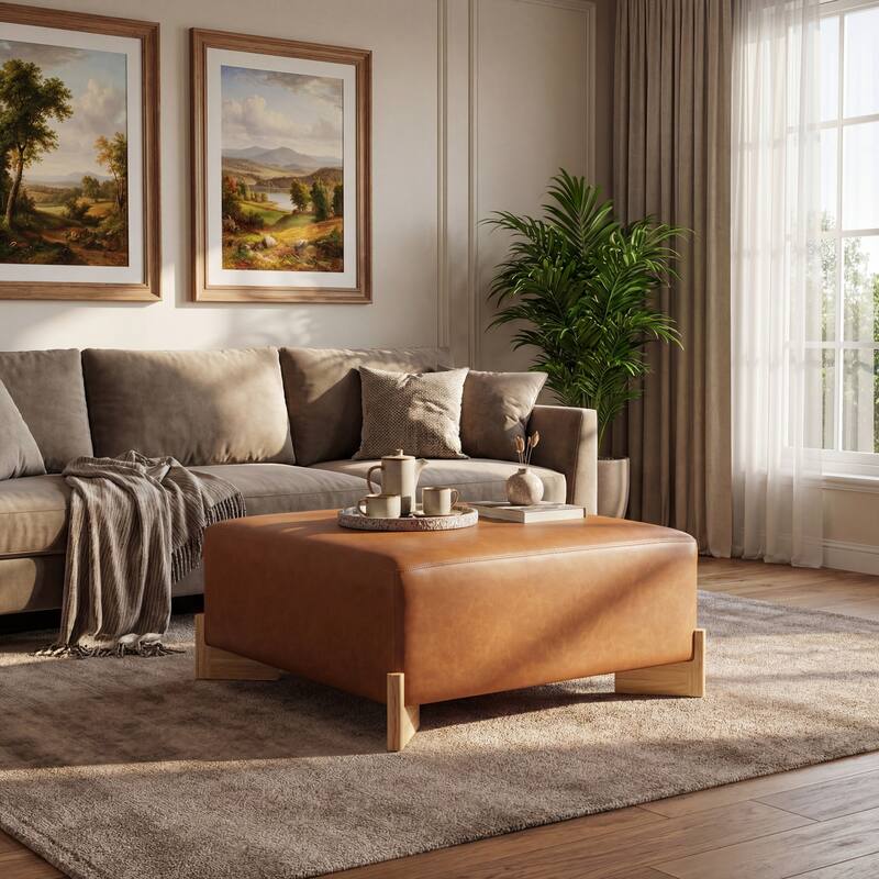 Christopher Knight Home - Arden Modern Upholstered Ottoman with Wooden Legs