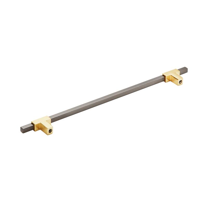 Urbanite 10-1/16 in (256 mm) Center-to-Center Brushed Gold/Black Chrome Cabinet Pull - 10.0625