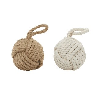 Jute Rope Knot Decorative Sculpture with Hanging Loop - Set of 2 Multi ...