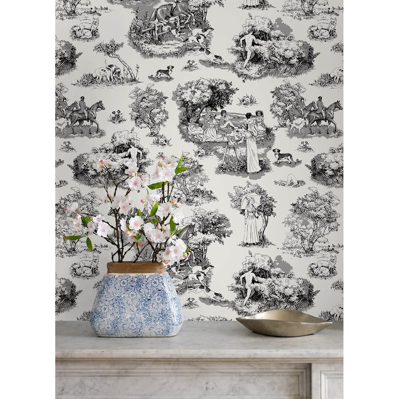 Rachel Antonoff Black The Chase Peel Stick Wallpaper