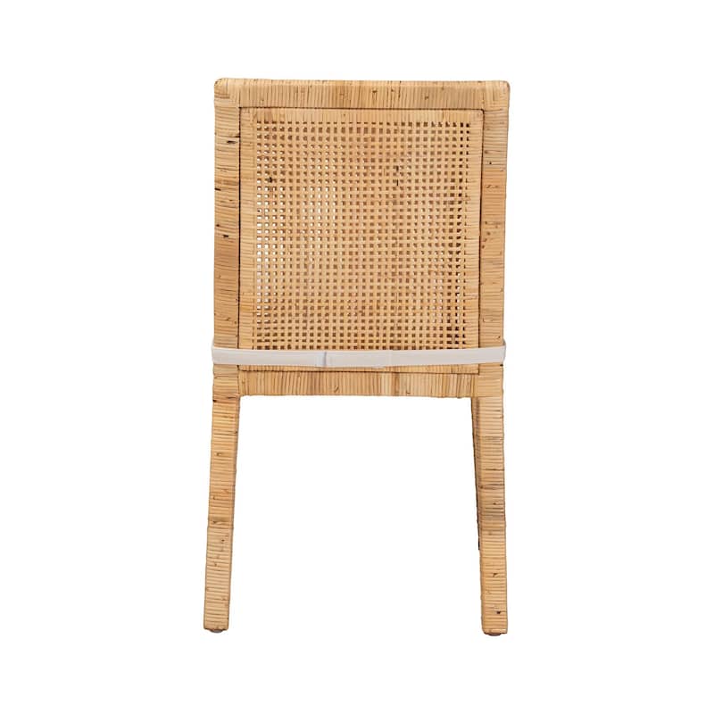 Sofia Modern Natural Finished Wood and Rattan Dining Chair