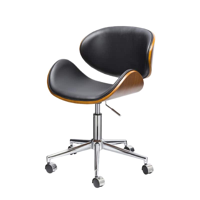 Brown Black and Silver Adjustable Height Swivel Rolling Office Chair