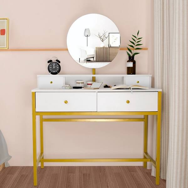 single dressing table design Grey Modern Wood Makeup Vanity Acrylic Clear and Gold Dressing TableHomary