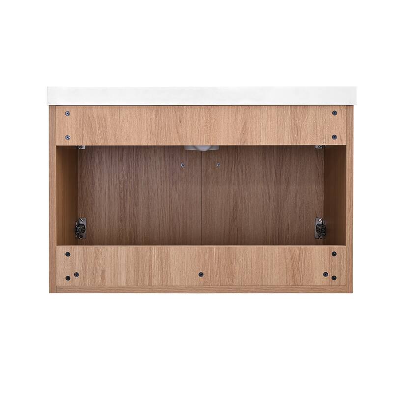 StellarArc 24/ 30 in Wall Mounted Single Sink Bathroom Vanity with Integral Sink Top with Soft Close Door