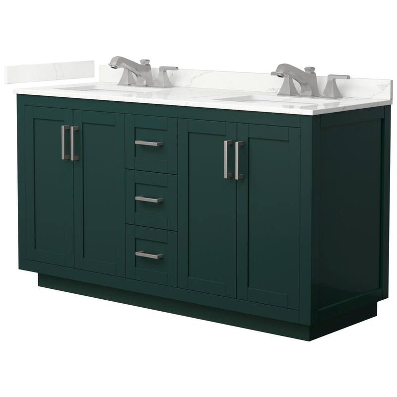 Wyndham Collection WCF292960D-QTZ-US3MXX Miranda 60" Free Standing - Green / Giotto Quartz Top / Brushed Nickel