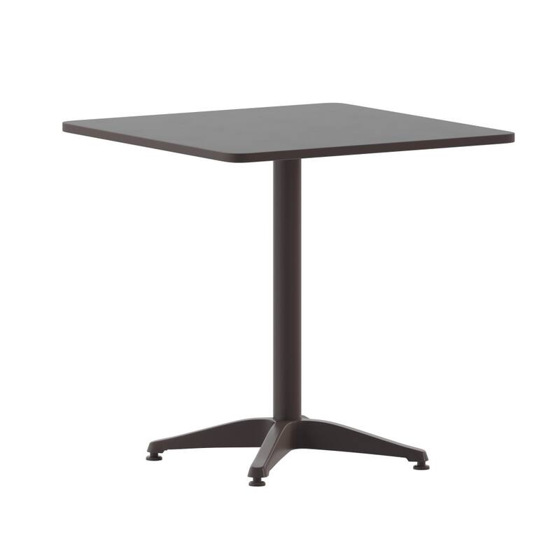 27.5" Square Aluminum Indoor-Outdoor Table Set with 2 Slat Back Chairs