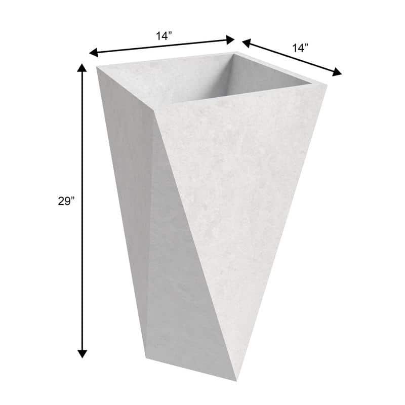 Aloe Fiberstone & MGO Clay Tapered Square Tall Planter Plant Pot, Indoor/Outdoor with Drainage Holes for Yard Porch Decor
