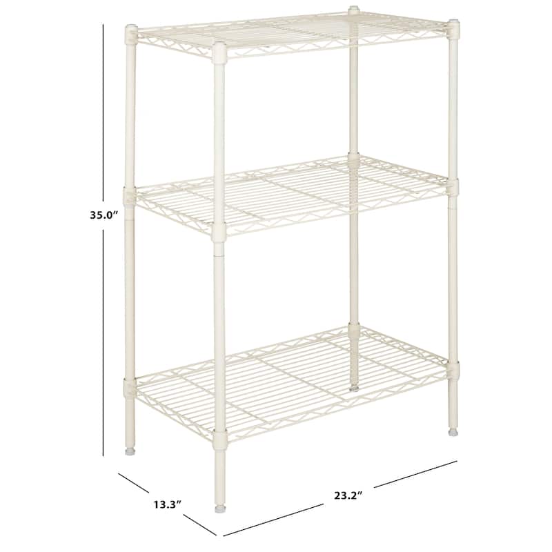 SAFAVIEH Storage Danita Mini 3 Tier Heavy Duty Commercial Chrome Wire Silver Shelf - 23.2" x 13.3" x 35" - 23Wx13Dx35H