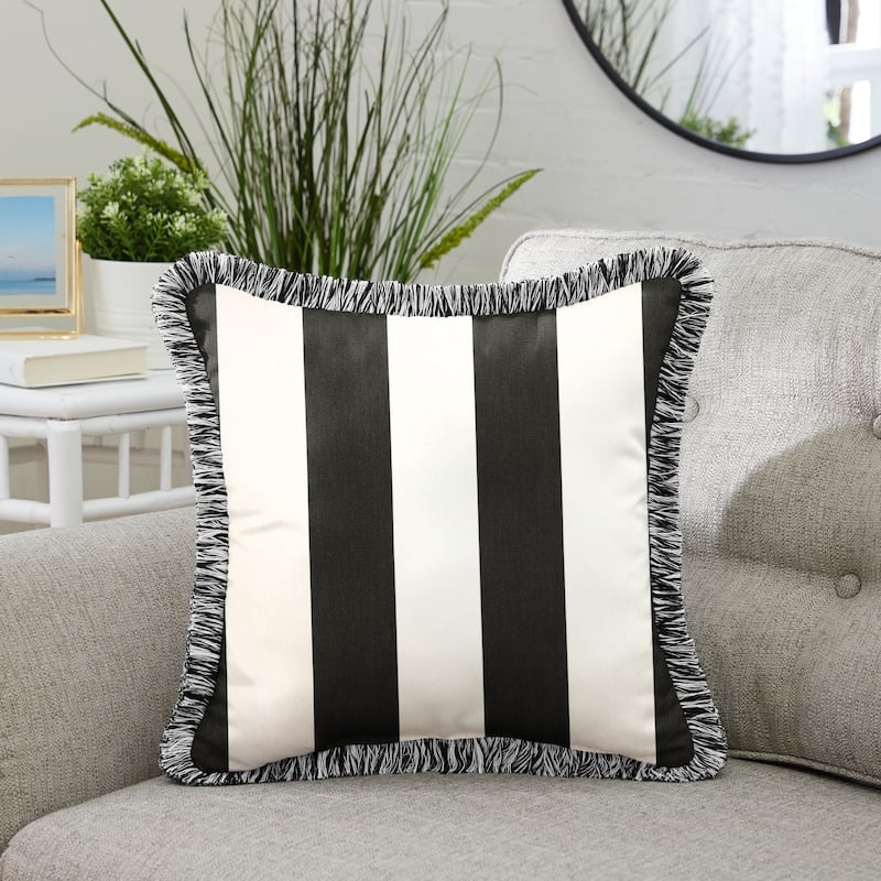 Sunbrella Cabana Classic Indoor/Outdoor Square Pillow with Fringe
