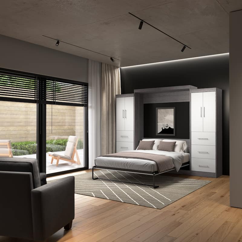 Nebula Full Murphy Bed with Wardrobe (84W) by Bestar