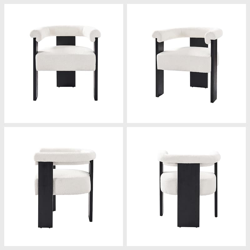 Georg Modern Boucle Dining Chair with Solid Wood Legs Set of 2 by HULALA HOME