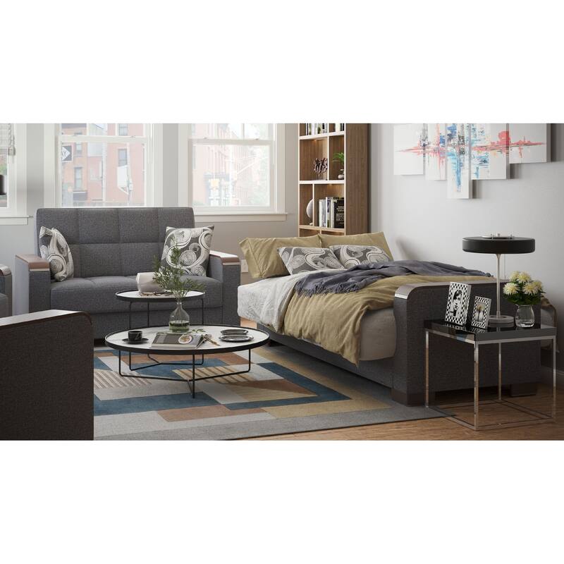 Collection Upholstered Convertible Loveseat With Storage