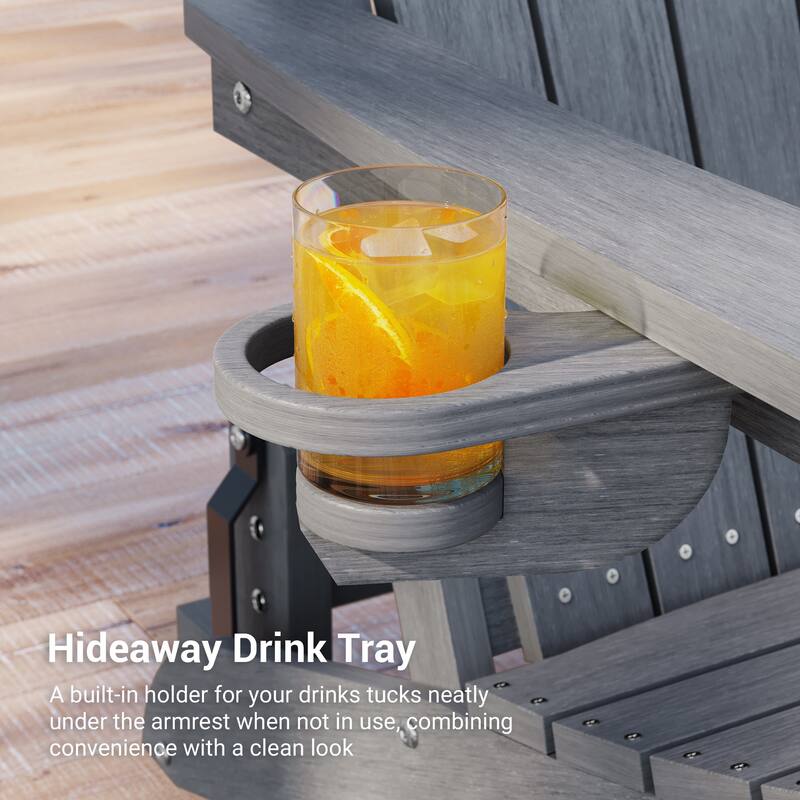 Glider Adirondack Chair 3-Position Adjustable, HDPE Wood-Like Texture