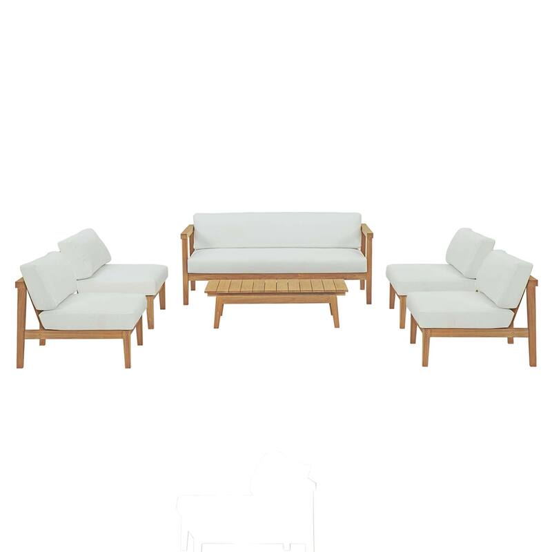 Bayport 6 Piece Outdoor Patio Teak Set - Natural White