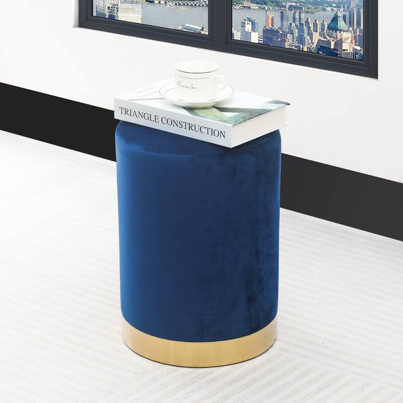 Adeco Footstool Ottoman Vanity Stool with Gold Base