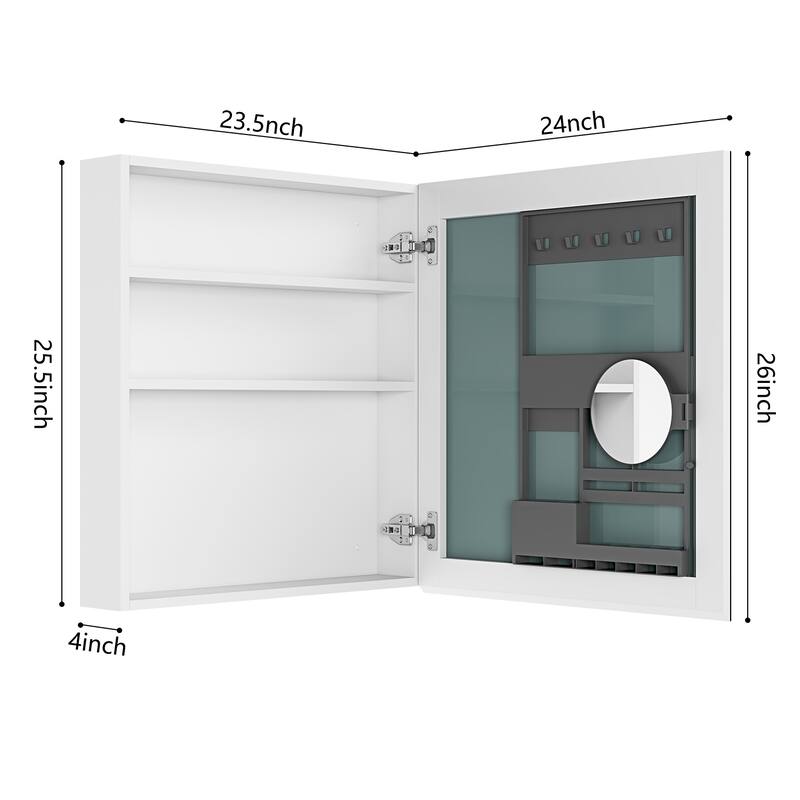 Topcraft Frameless Mirrored Medicine Cabinet in White