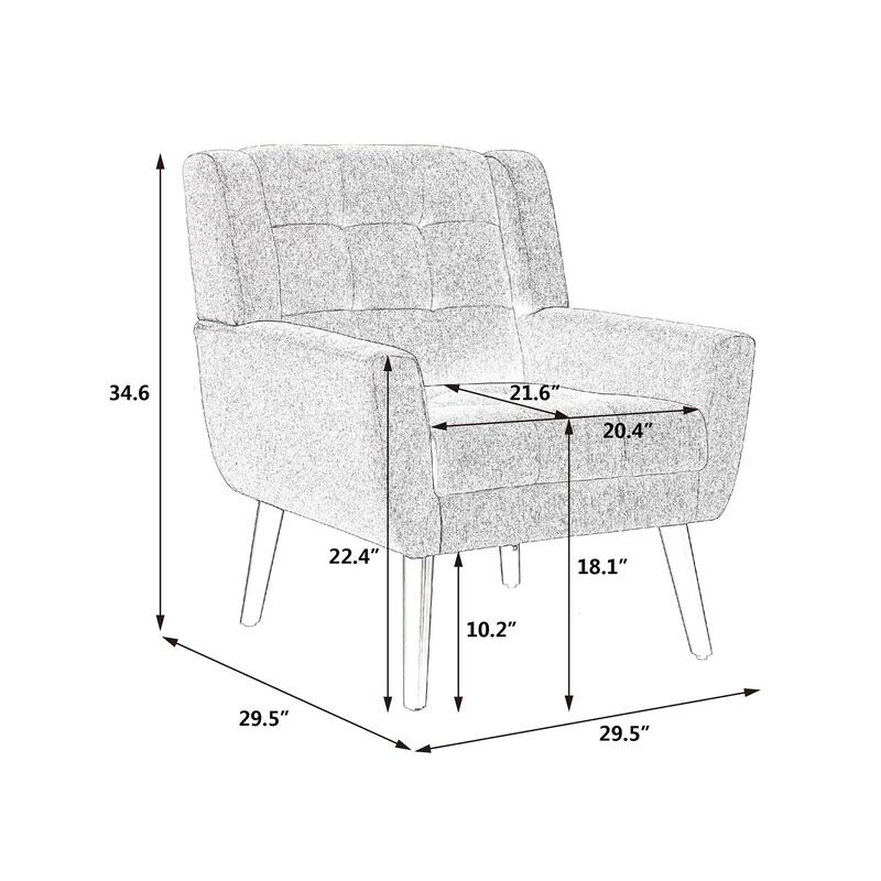 20.4'' Seat Wide Accent Chair with Tufted Back,Upholstered Armchairs for Living Room
