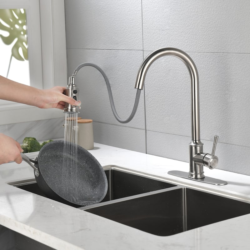 High Arc Stainless Steel Kitchen Faucet with Pull Down Sprayer