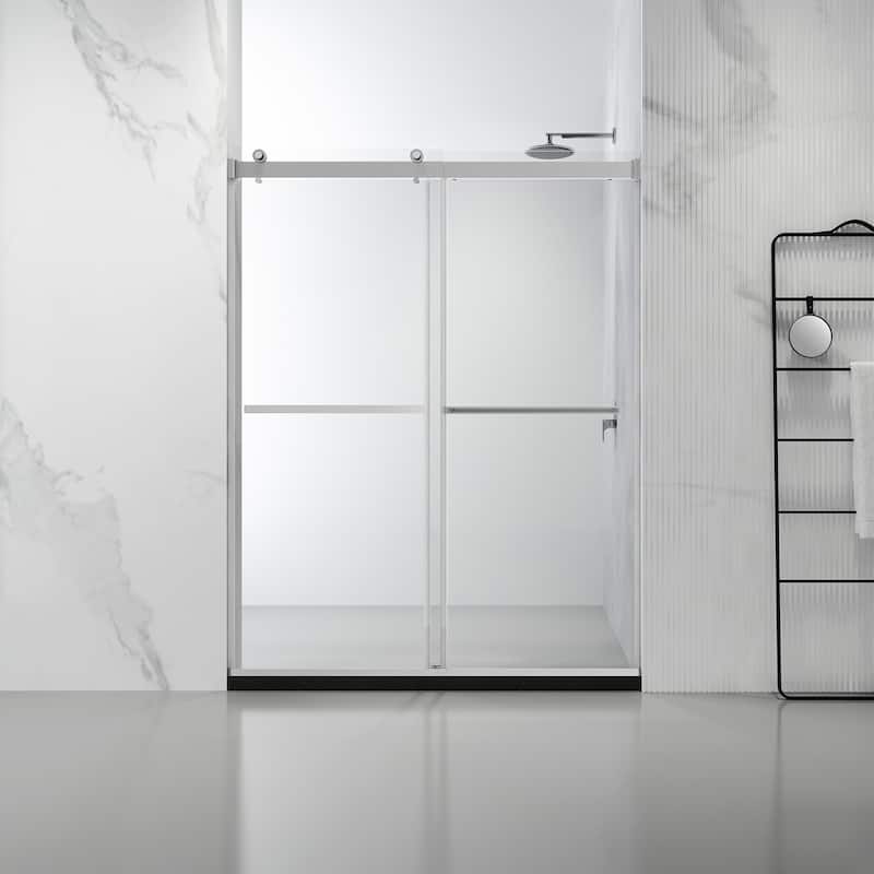 Spezia 64"W x 76"H Sliding Frameless Shower Door in Polished Chrome