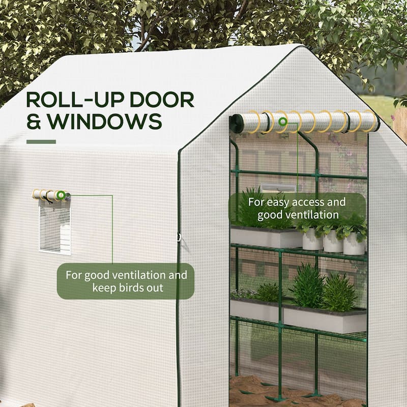 Outsunny 4.6' x 4.7' Portable Greenhouse, Water/UV Resistant Walk-In Small Outdoor Greenhouse