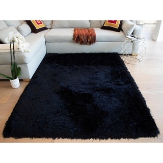 Glorious Collection 3-inch Pile Large Shag Area Rug Black Color - Bed ...