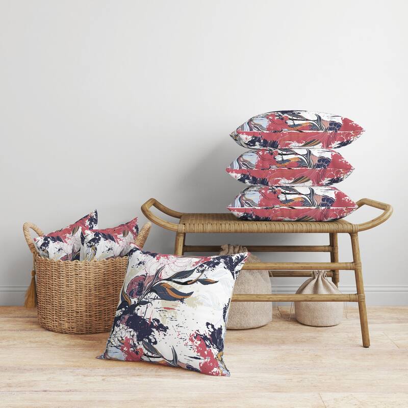 Leaf Lurker Faux Suede Reversible Throw Pillow Blue and Pink
