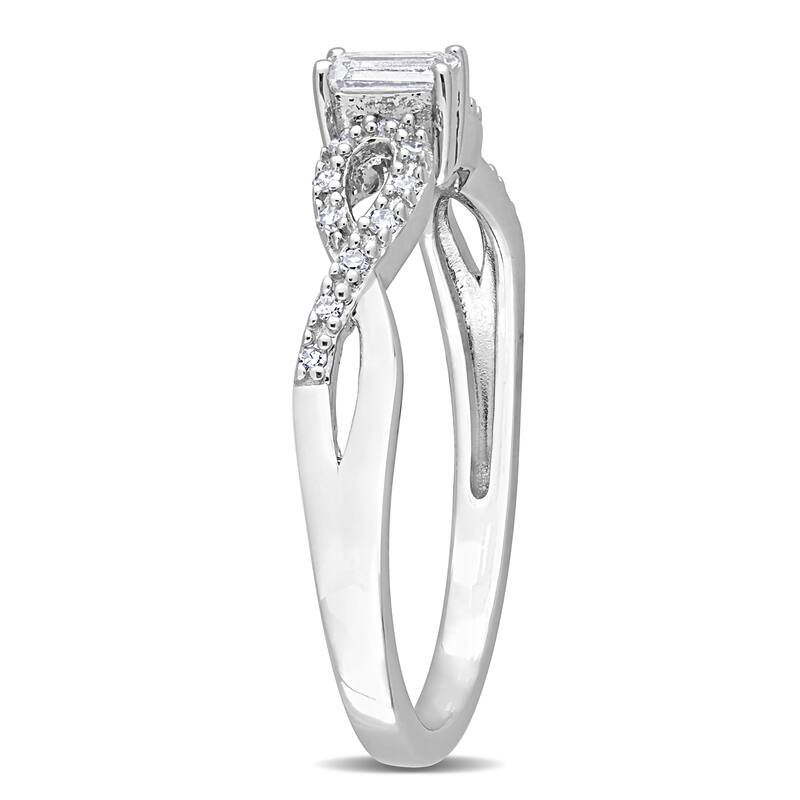 Miadora 1/10ct TDW Diamond and Created White Sapphire Open Infinity Ring in Sterling Silver