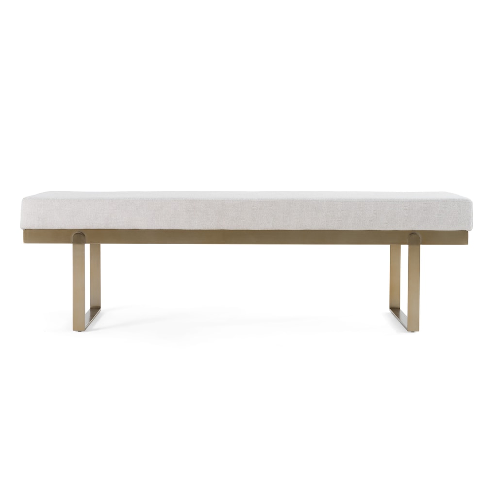 Modrest Tatum Modern Off-White Fabric & Brass Dining Bench