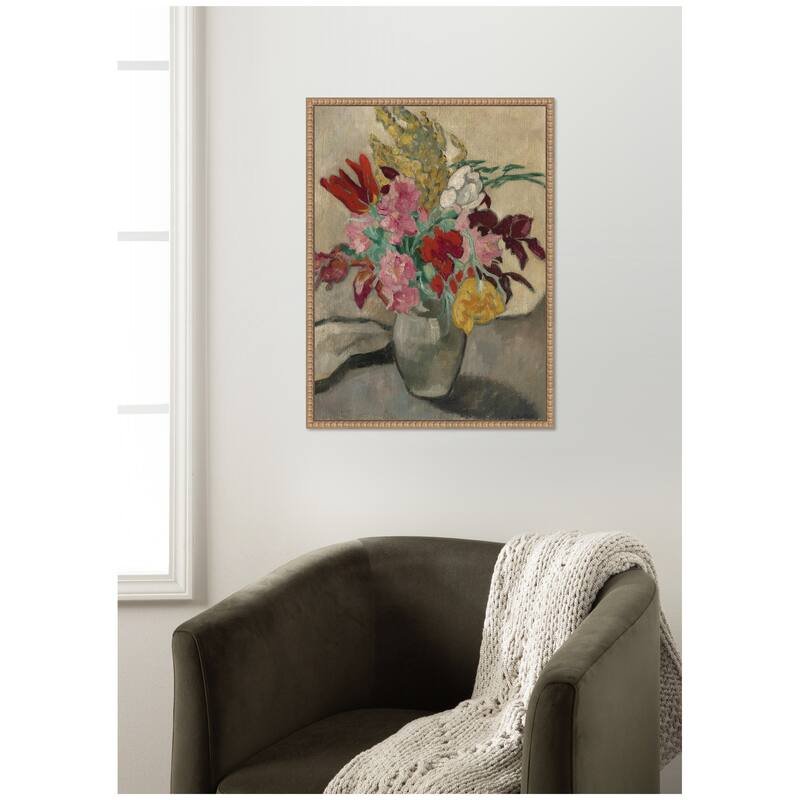 Kate and Laurel Vase avec bouquet de fleurs by Louis Valtat by Nostalgia Prints Framed Canvas Wall Art Print