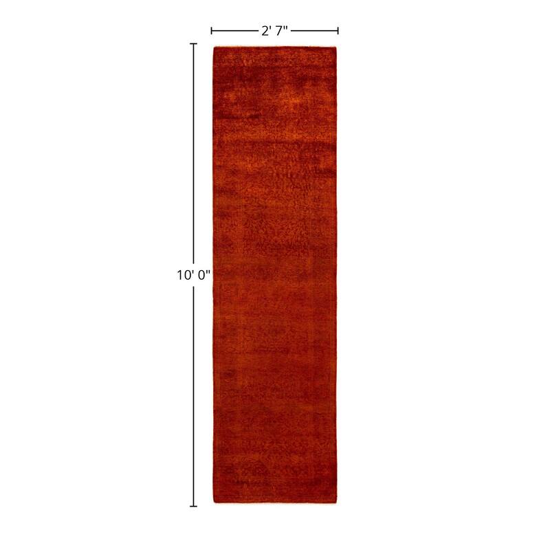 Overdyed One-of-a-Kind Hand-Knotted Area Rug - Orange - 2' 7" x 10' 0"