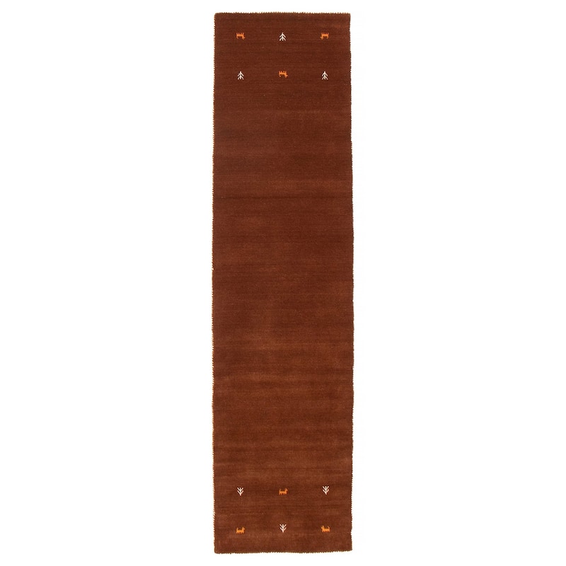 Kashkuli Gabbeh Brown Rug 2'7" x 11'3" - 2'7 x 11'3 - Dark Brown - 2'7 x 11'3