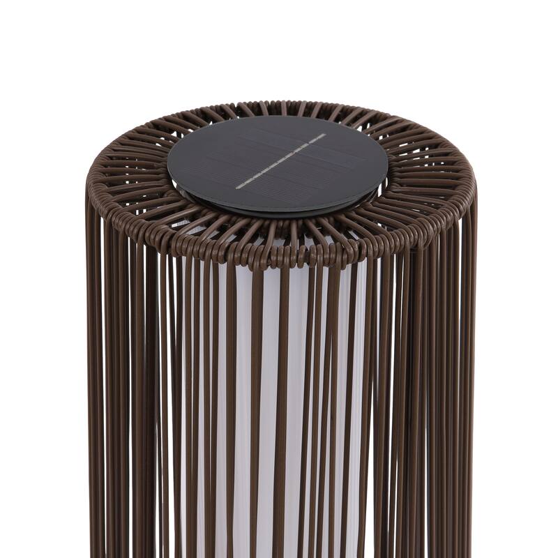 2-Pack Outdoor All-Weather Rattan Solar Light Patio Floor Lamp For Porch