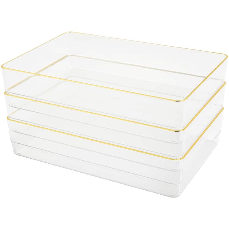Flash Furniture BE-PB8974-G-3-MS Kerry 2" Tall Office Organizer Set - Clear / Gold - Clear / Gold