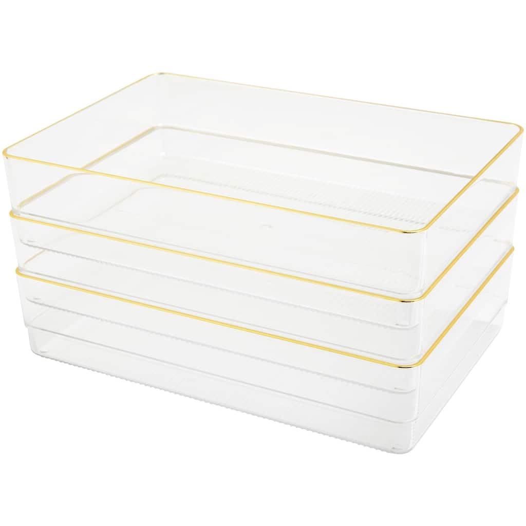 Flash Furniture BE-PB8974-G-3-MS Kerry 2" Tall Office Organizer Set - Clear / Gold
