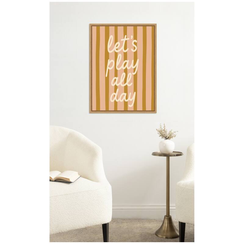 Kate and Laurel Lets Play All Day by Laura Moss Framed Canvas Wall Art Print